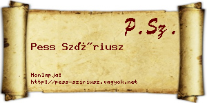 Pess Szíriusz névjegykártya